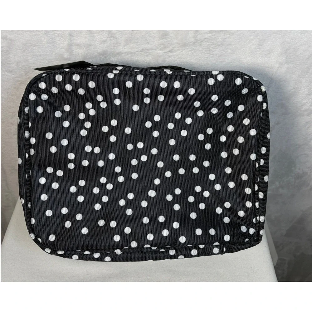 Bag & Carry Versatile Travel Cosmetic Bag Black White Dot Hanging Organizer NEW